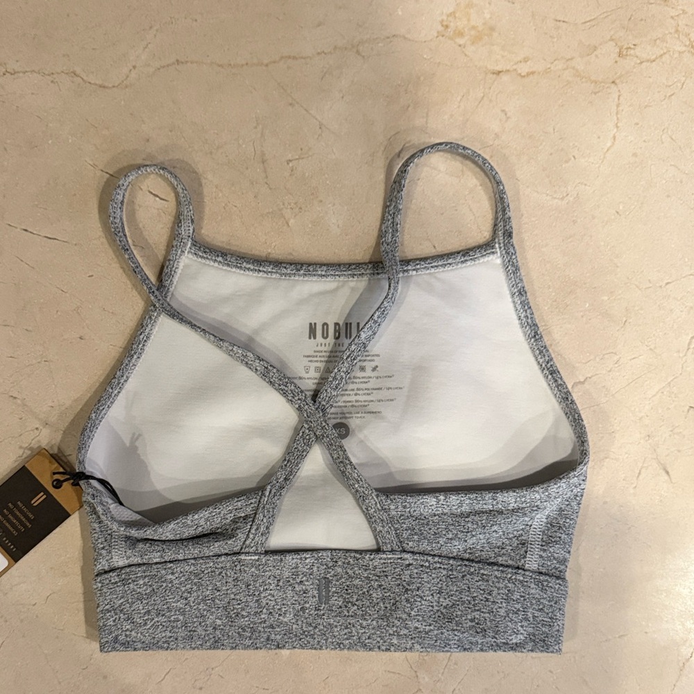 NoBull High Neck Heather Gray Women's Sports Bra - Picture 2 of 5